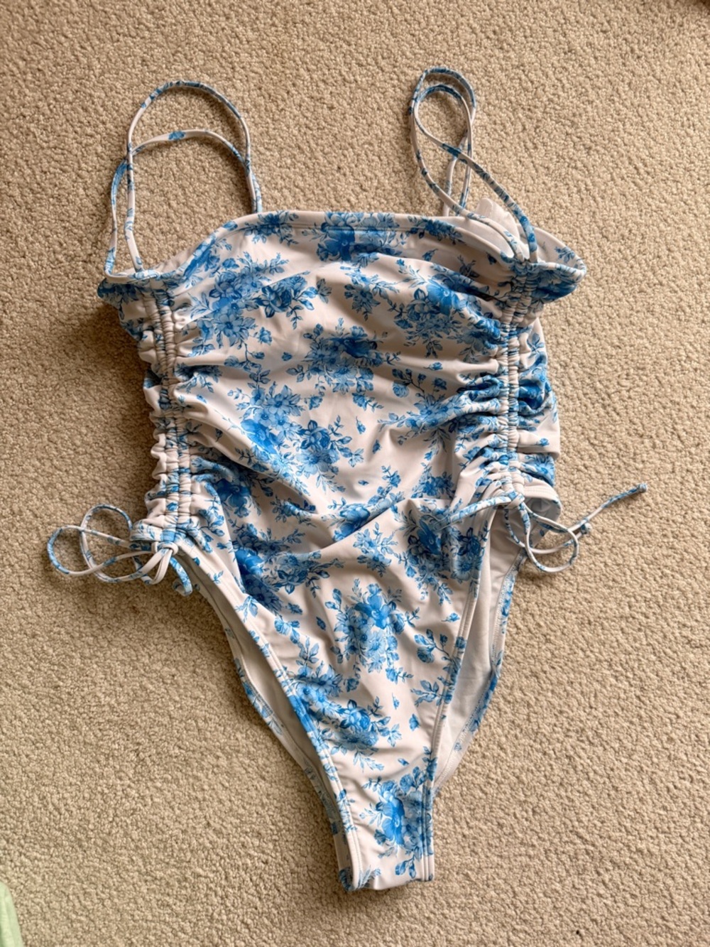 wild fable Blue Floral One-Piece Swimsuit on White